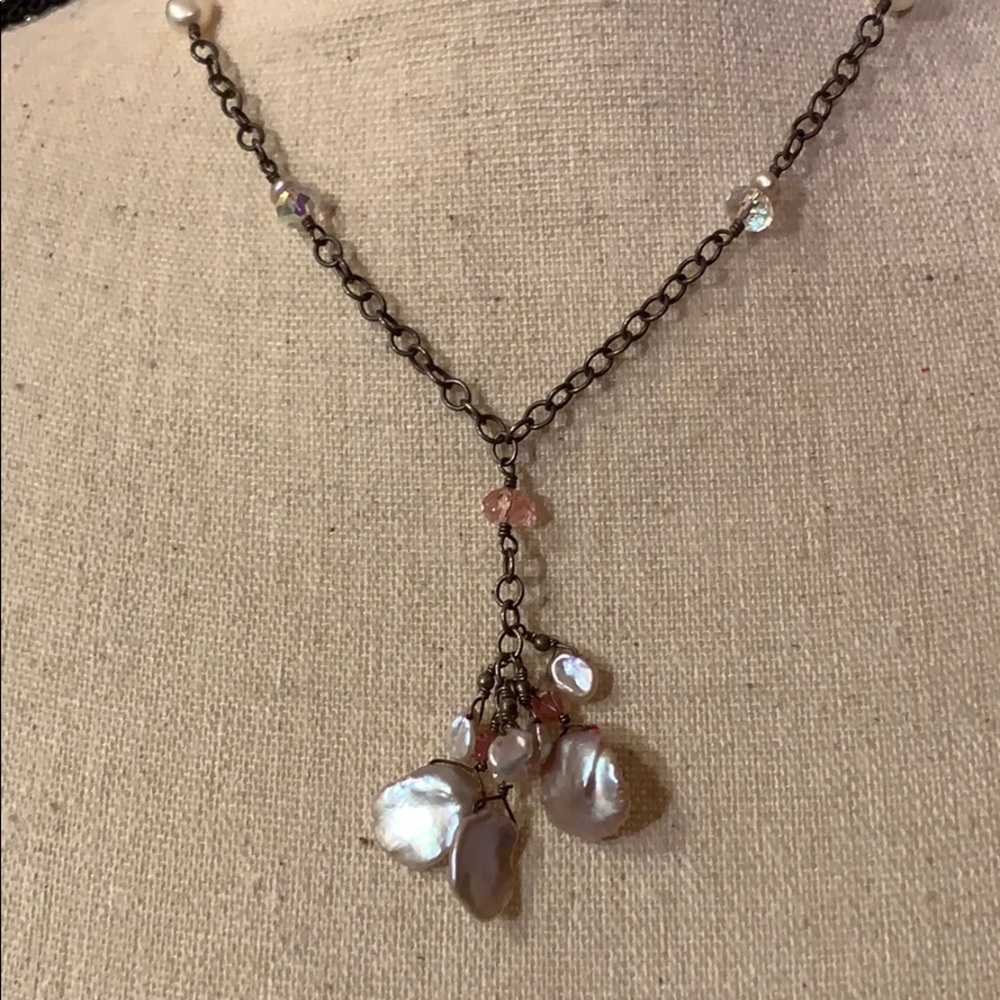 necklace pink shells and beads